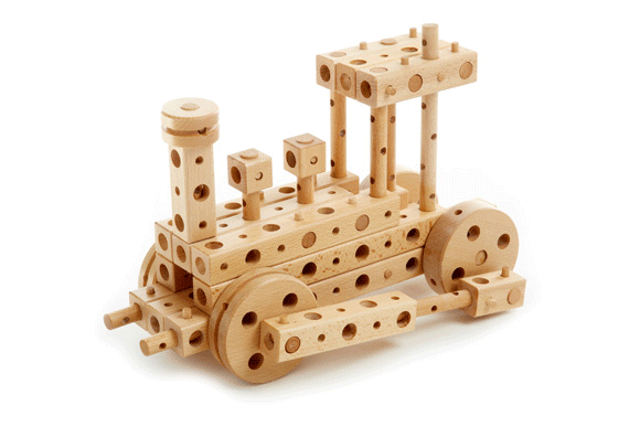 Set constructie mecanica din lemn Pony 01, 120 piese, Pony