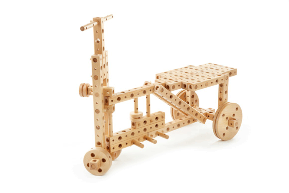 Set constructie mecanica din lemn Polytechnical Small, 224 piese, Pony