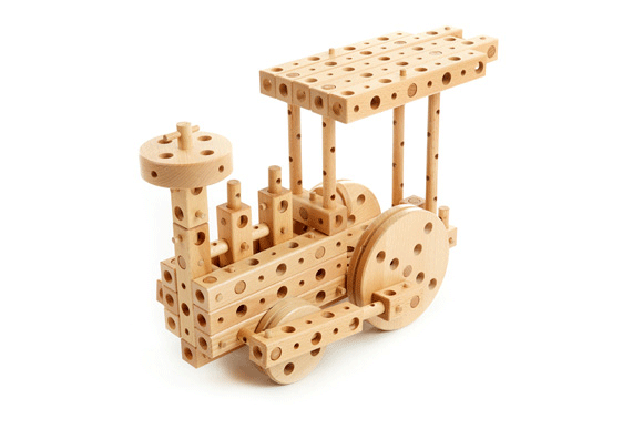 Set constructie mecanica din lemn Pony 02, 184 piese, Pony