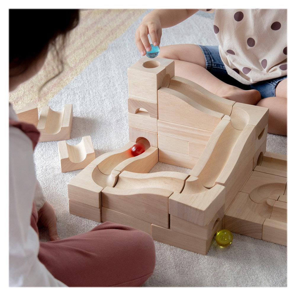Traseu modular din lemn cu bile, 40 de piese, Guidecraft