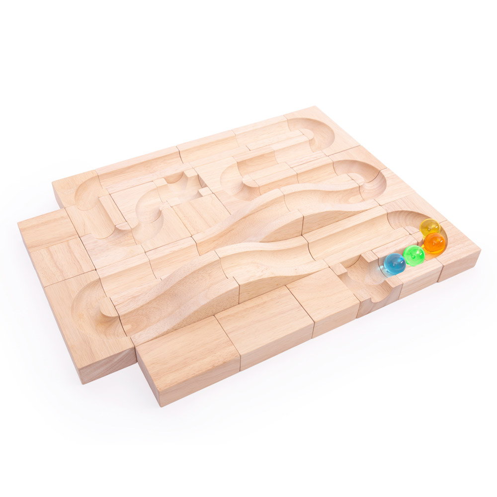 Traseu modular din lemn cu bile, 40 de piese, Guidecraft
