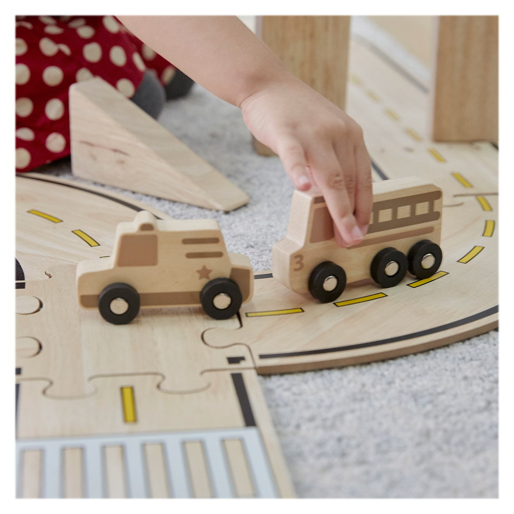 Mini vehicule din lemn, set 10 bucati, Guidecraft