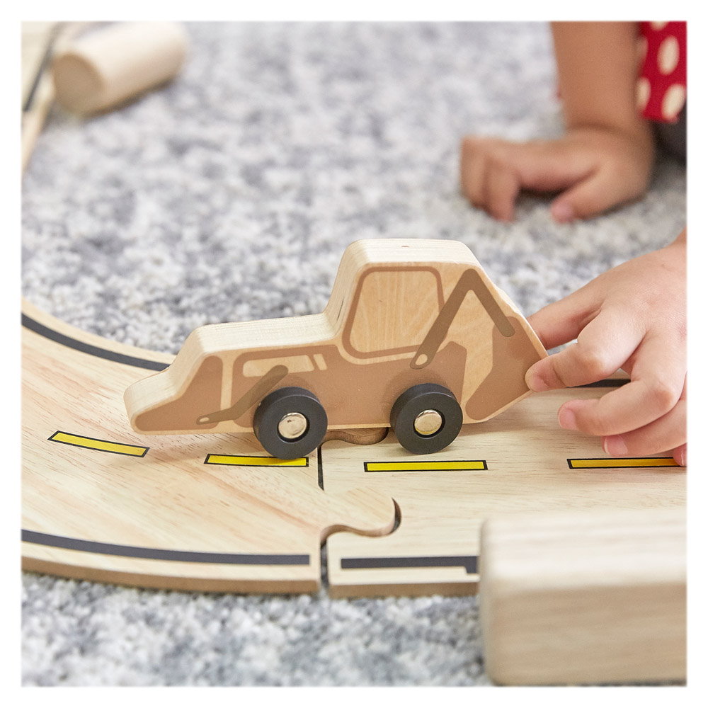Mini vehicule din lemn, set 10 bucati, Guidecraft