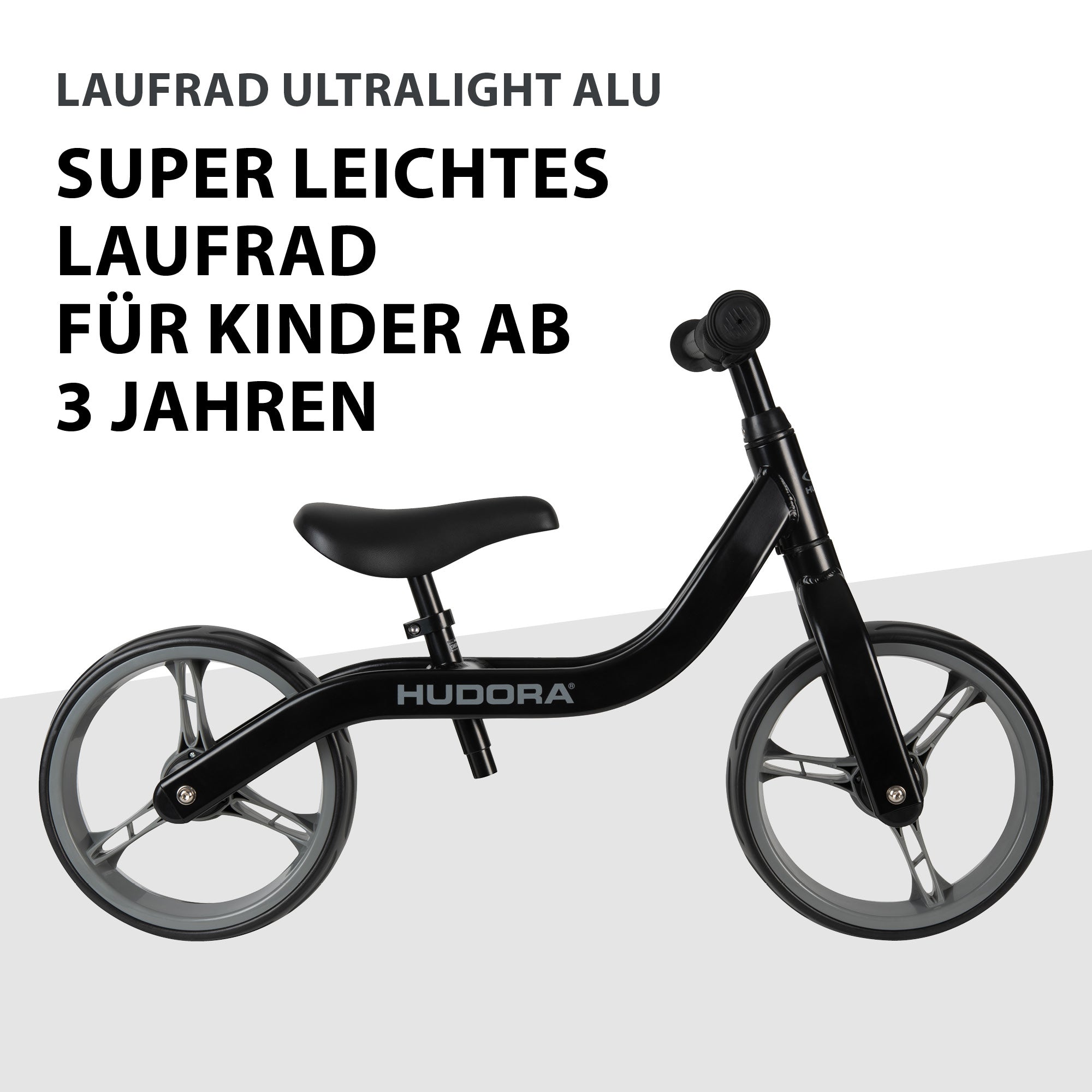 Bicicletă Fără Pedale Ultralight Alu, Neagră, Hudora