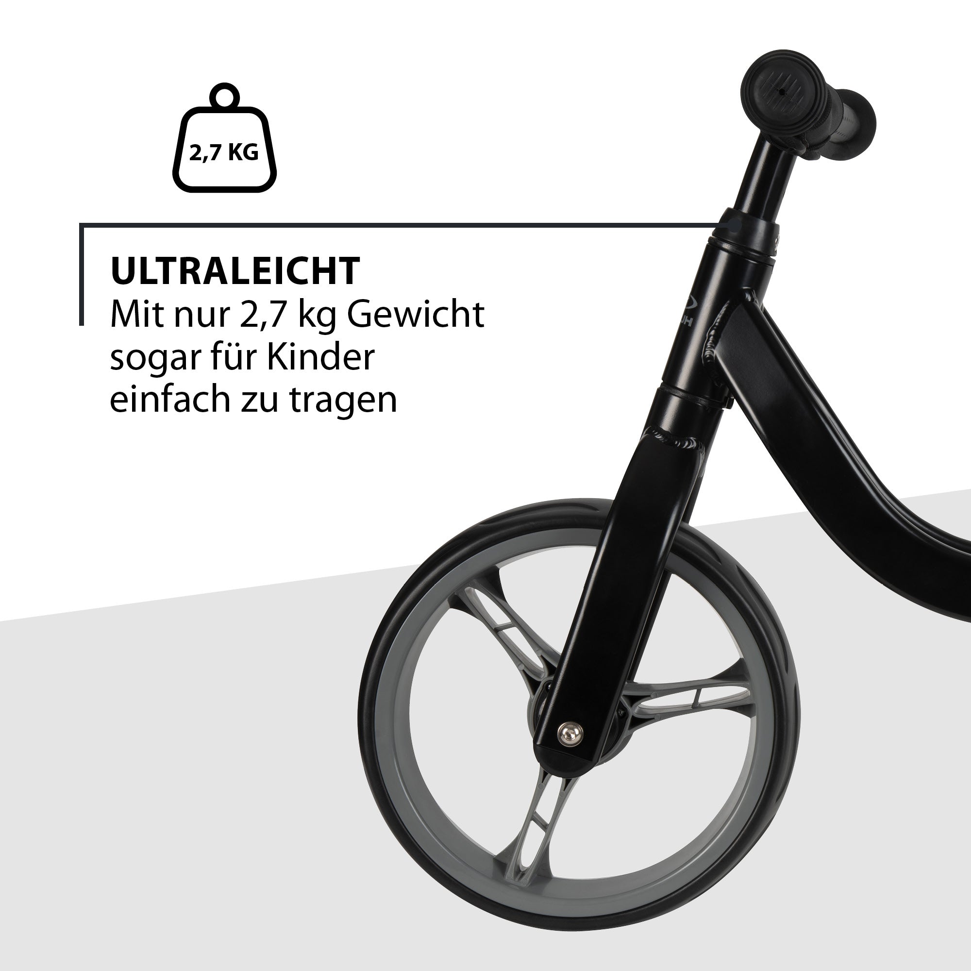 Bicicletă Fără Pedale Ultralight Alu, Neagră, Hudora