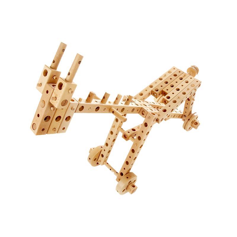 Set constructie mecanica din lemn Pony 01, 120 piese, Pony - Manute Creative