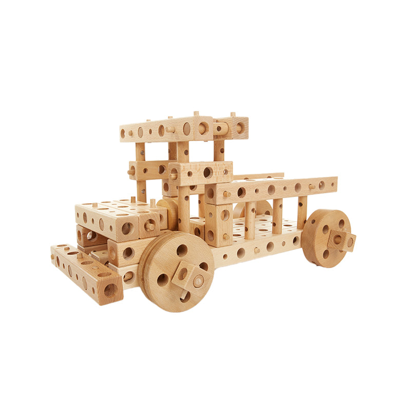 Set constructie mecanica din lemn Polytechnical Large, 300 piese, Pony