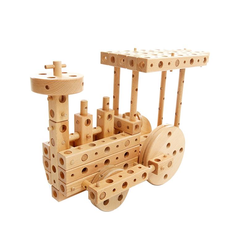 Set constructie mecanica din lemn Pony 01, 120 piese, Pony - Manute Creative