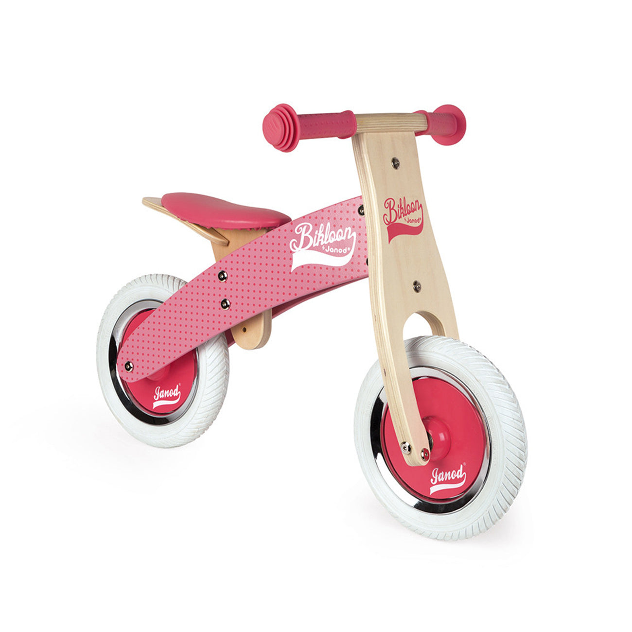 Bicicleta fara pedale, din lemn, roz, +2 ani, Janod