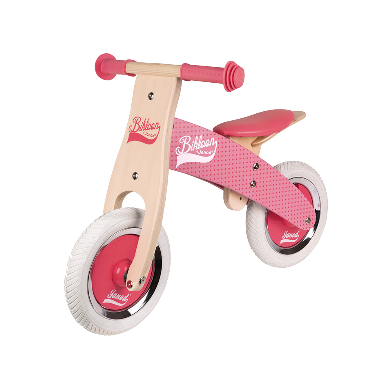 Bicicleta fara pedale, din lemn, roz, +2 ani, Janod
