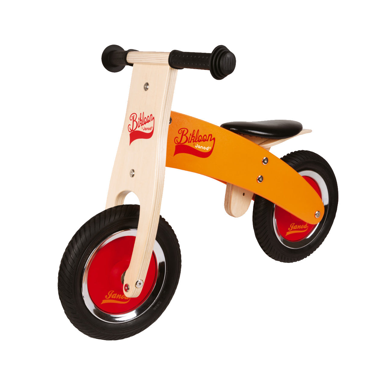 Bicicleta fara pedale, din lemn, rosu/portocaliu, +2 ani, Janod