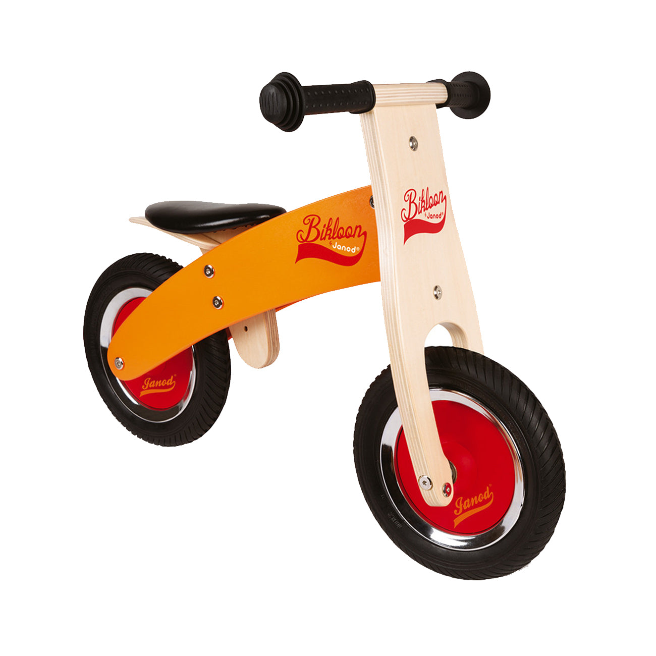 Bicicleta fara pedale, din lemn, rosu/portocaliu, +2 ani, Janod