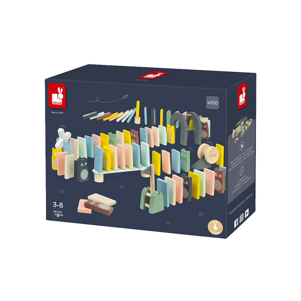 Joc domino, din lemn, 100 piese, +3 ani, Janod