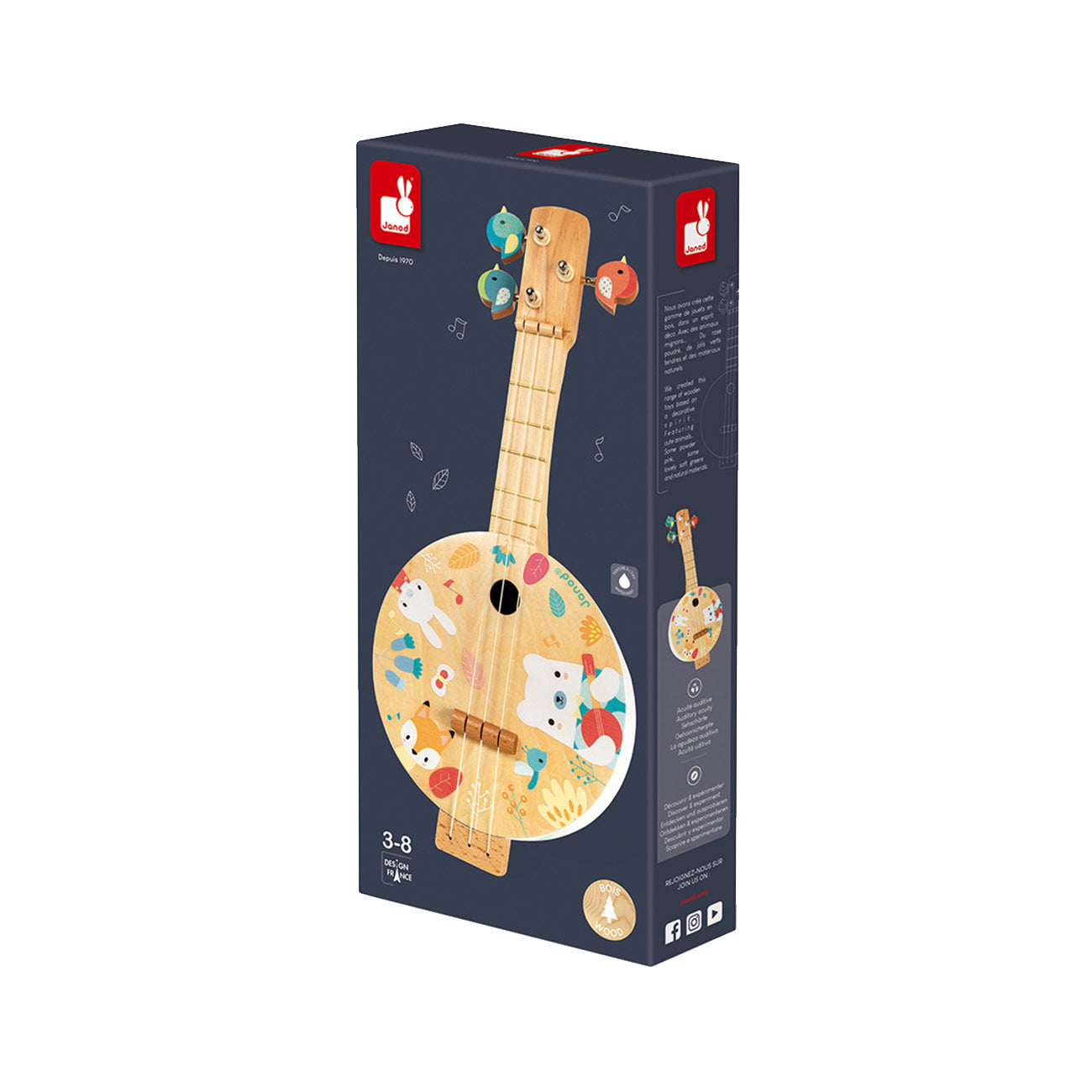 Mandolina, din lemn, multicolor, +3 ani, Janod