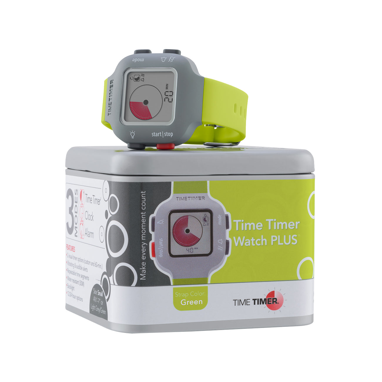 Ceas temporizator de mana Time Timer Watch Plus Youth, verde lime, Robo
