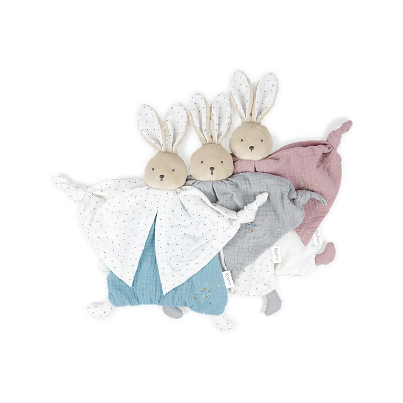 Jucarie doudou Iepuras, din bumbac bio, albastru, 20 cm, +0 luni, Kaloo