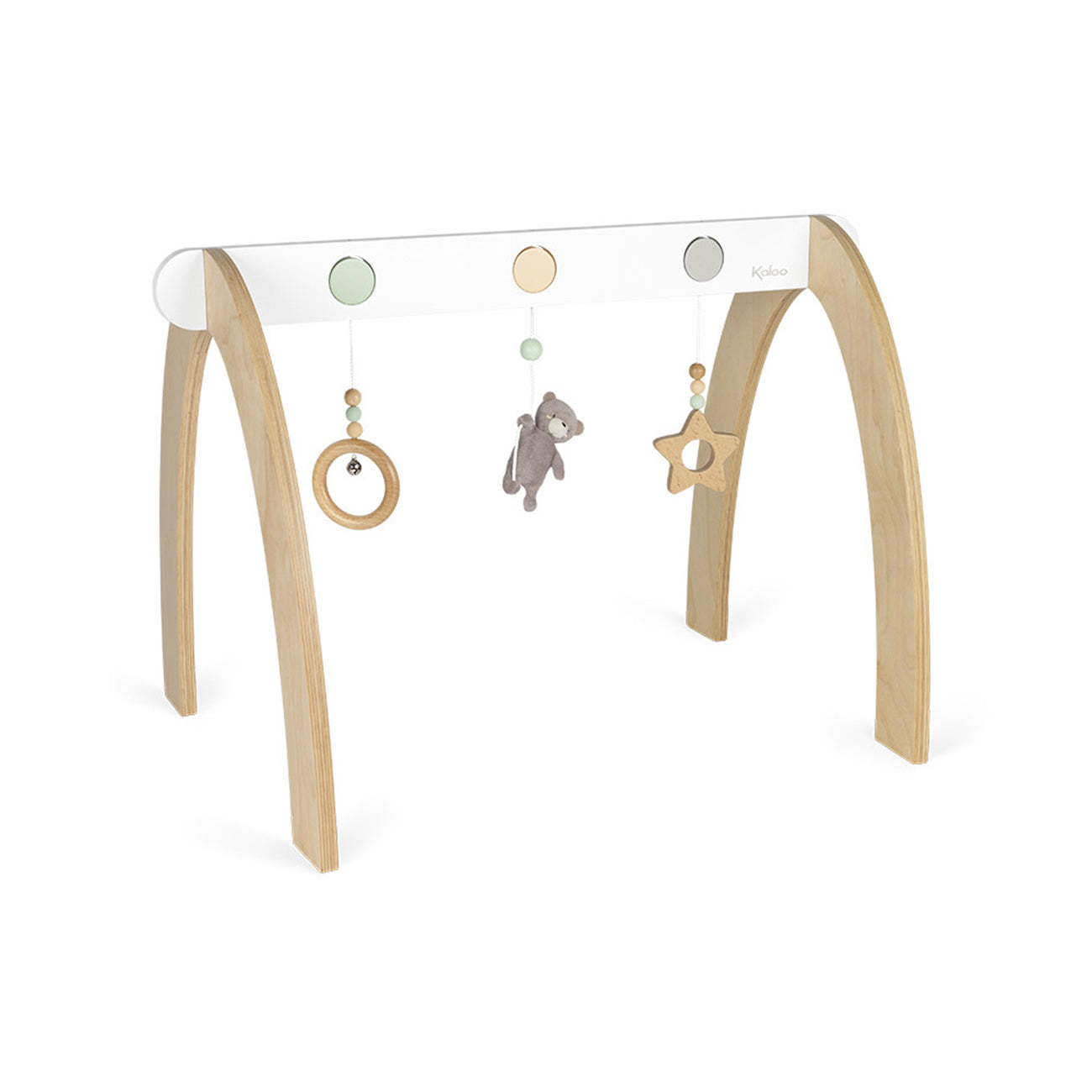 Centru de activitati Baby Gym, cu jucarii zornaitoare, din lemn, +0 luni, Kaloo