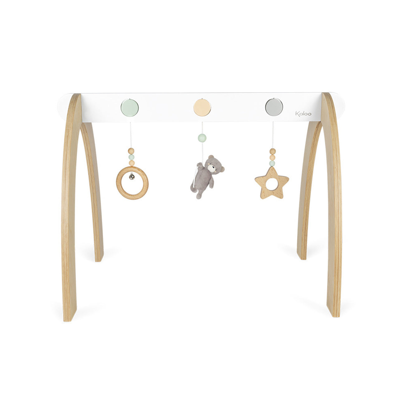 Centru de activitati Baby Gym, cu jucarii zornaitoare, din lemn, +0 luni, Kaloo