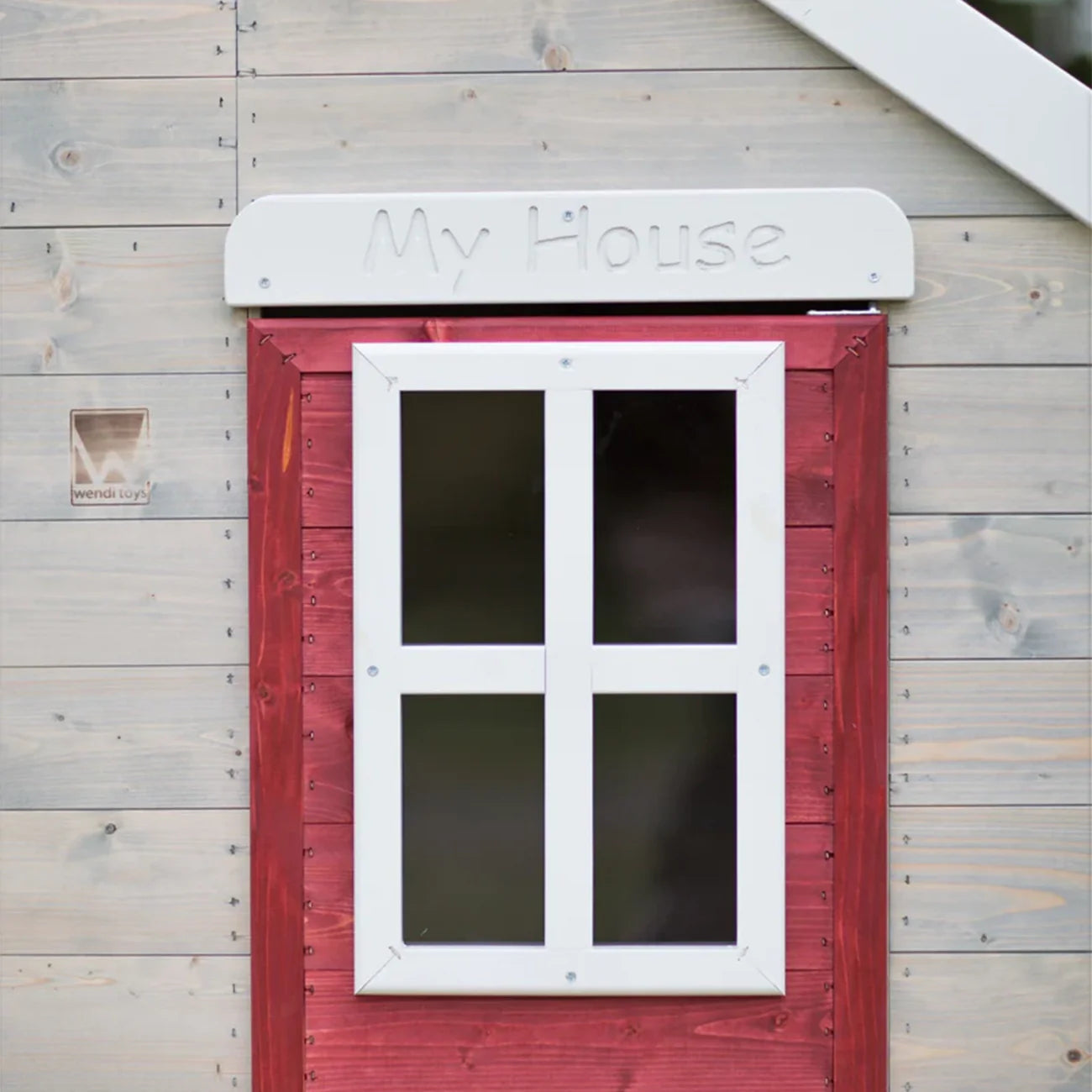 Casuta de gradina pentru copii, My Red Cottage House cu platforma si tobogan, +3ani, Wendi Toys