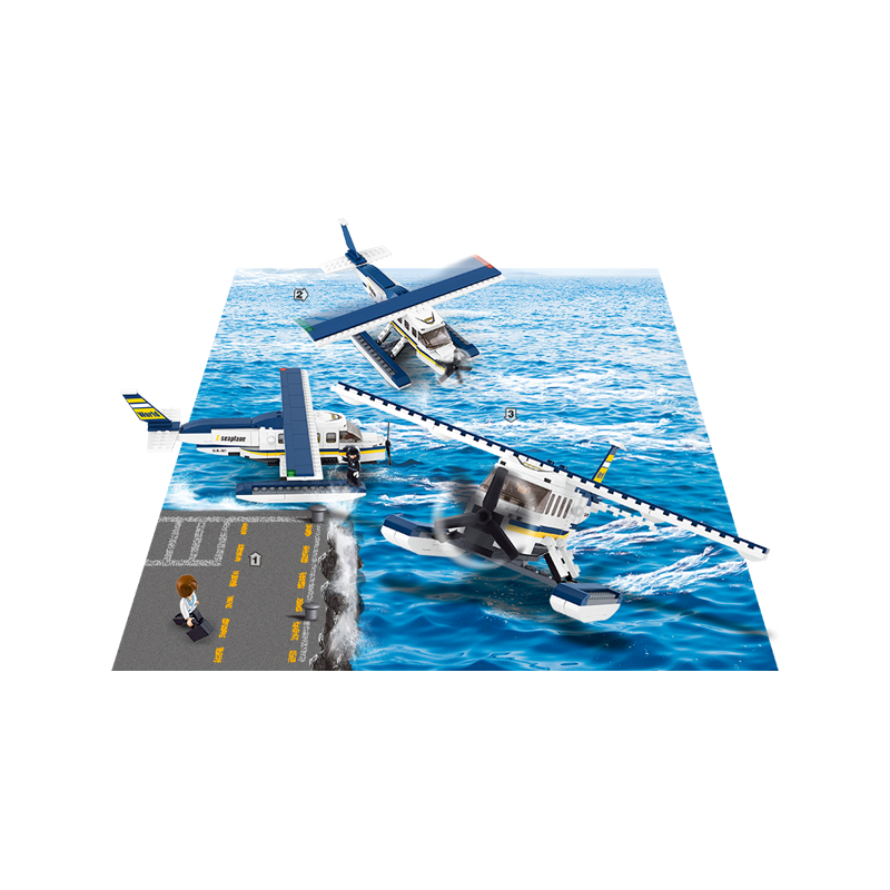 Set de constructie, Hidroavion, 214 piese, Sluban