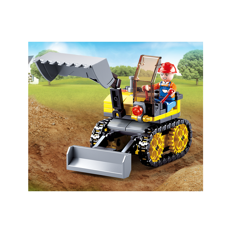 Set de constructie, Traxcavator mic, 132 piese, Sluban
