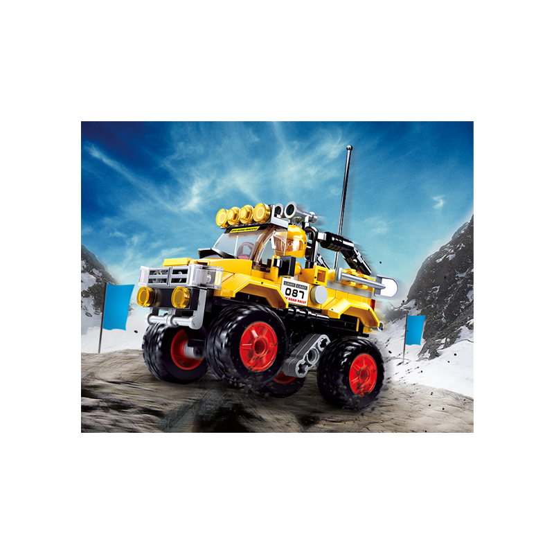Set de constructie macheta Masina Offroad galbena, 149 piese, Sluban