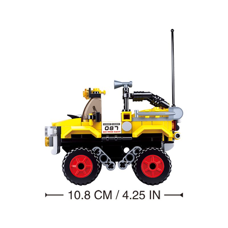 Set de constructie macheta Masina Offroad galbena, 149 piese, Sluban