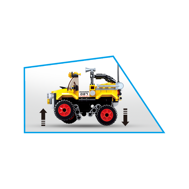 Set de constructie macheta Masina Offroad galbena, 149 piese, Sluban