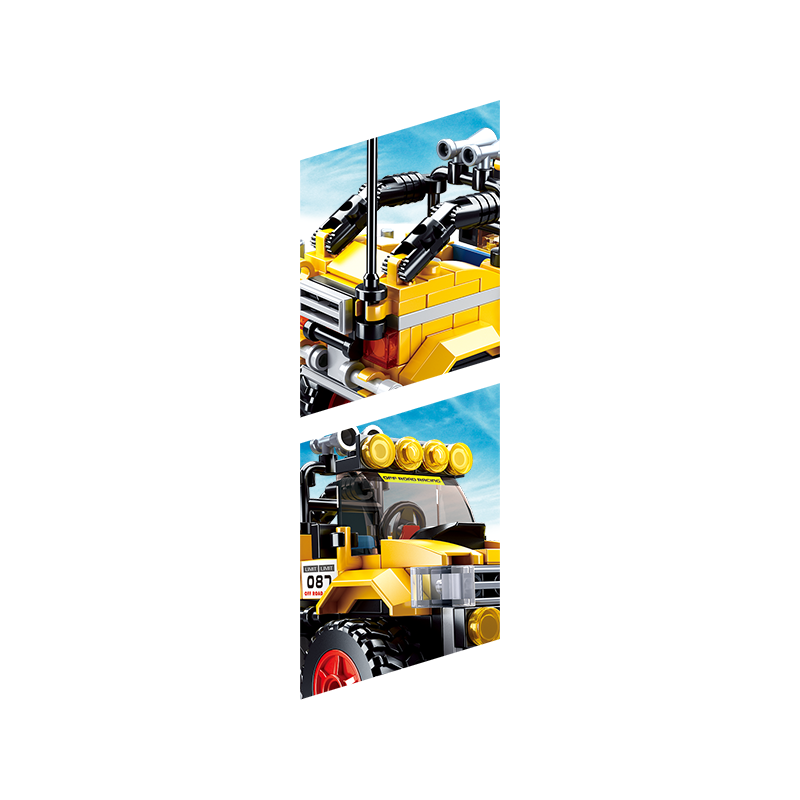 Set de constructie macheta Masina Offroad galbena, 149 piese, Sluban