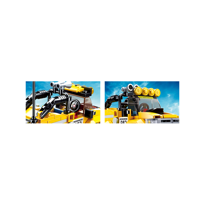 Set de constructie macheta Masina Offroad galbena, 149 piese, Sluban