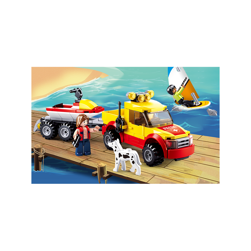 Set de constructie, Camioneta si Skijet 172 piese, Sluban