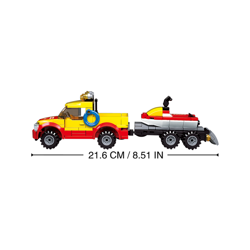 Set de constructie, Camioneta si Skijet 172 piese, Sluban