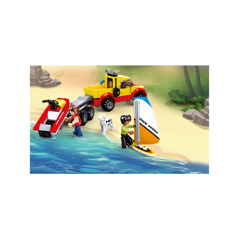 Set de constructie, Camioneta si Skijet 172 piese, Sluban