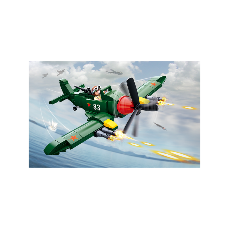 Set de constructie Al II-lea Razboi Mondial, Avion Aliat de Atac Terestru, 170 piese, Sluban