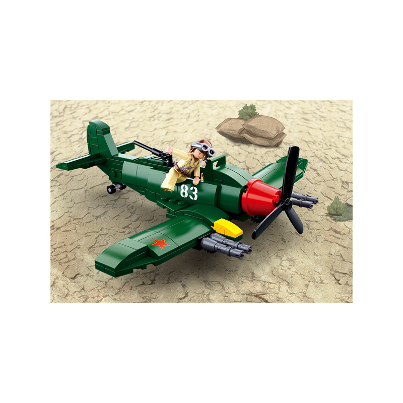 Set de constructie Al II-lea Razboi Mondial, Avion Aliat de Atac Terestru, 170 piese, Sluban