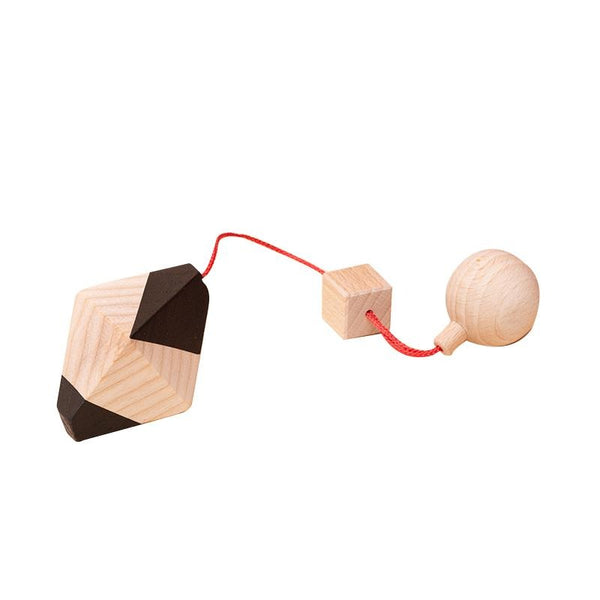 Jucarie din lemn corp geometric octaedru, natur-negru, pentru carusel / centru de activitati, Mobbli - Manute Creative