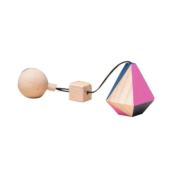 Jucarie din lemn corp geometric poliedru diamant, colorat, pentru carusel / centru de activitati, Mobbli - Manute Creative