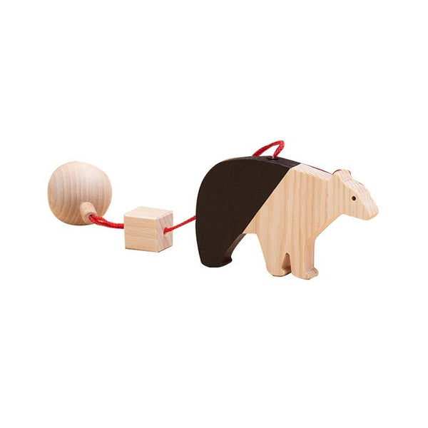Jucarie din lemn urs polar, natur-negru, pentru carusel / centru de activitati, Mobbli - Manute Creative