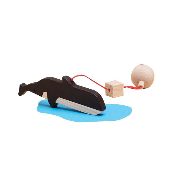 Jucarie din lemn orca, natur-negru, pentru carusel / centru de activitati, Mobbli - Manute Creative