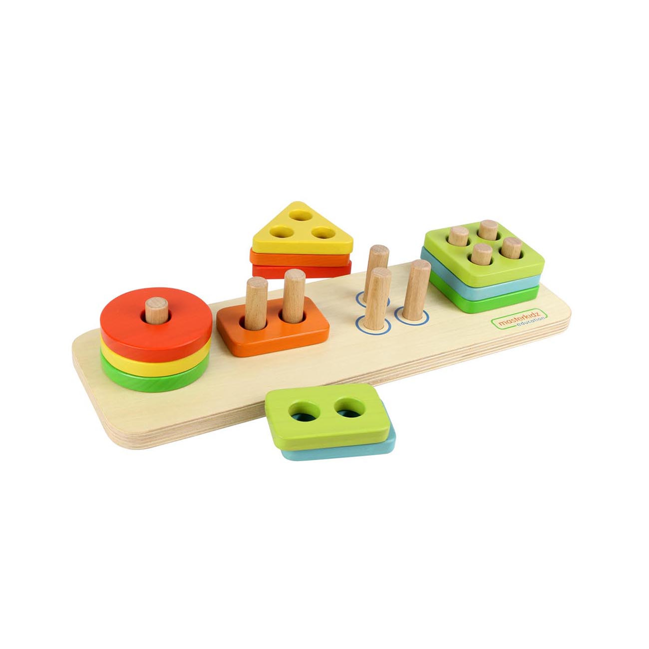Puzzle sortator 4 forme geometrice din lemn, +2 ani, Masterkidz