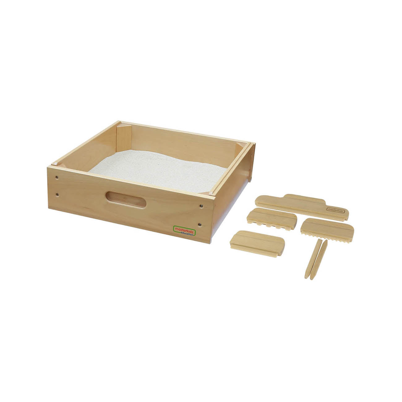 Set tava si accesorii pentru joc cu nisip, din lemn, +3 ani, Masterkidz