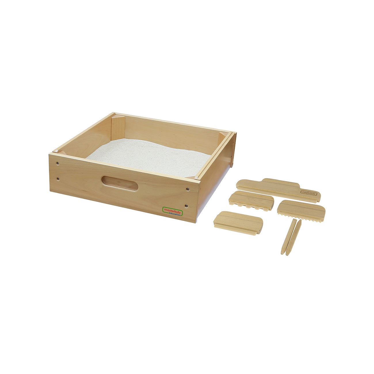 Set tava si accesorii pentru joc cu nisip, din lemn, +3 ani, Masterkidz