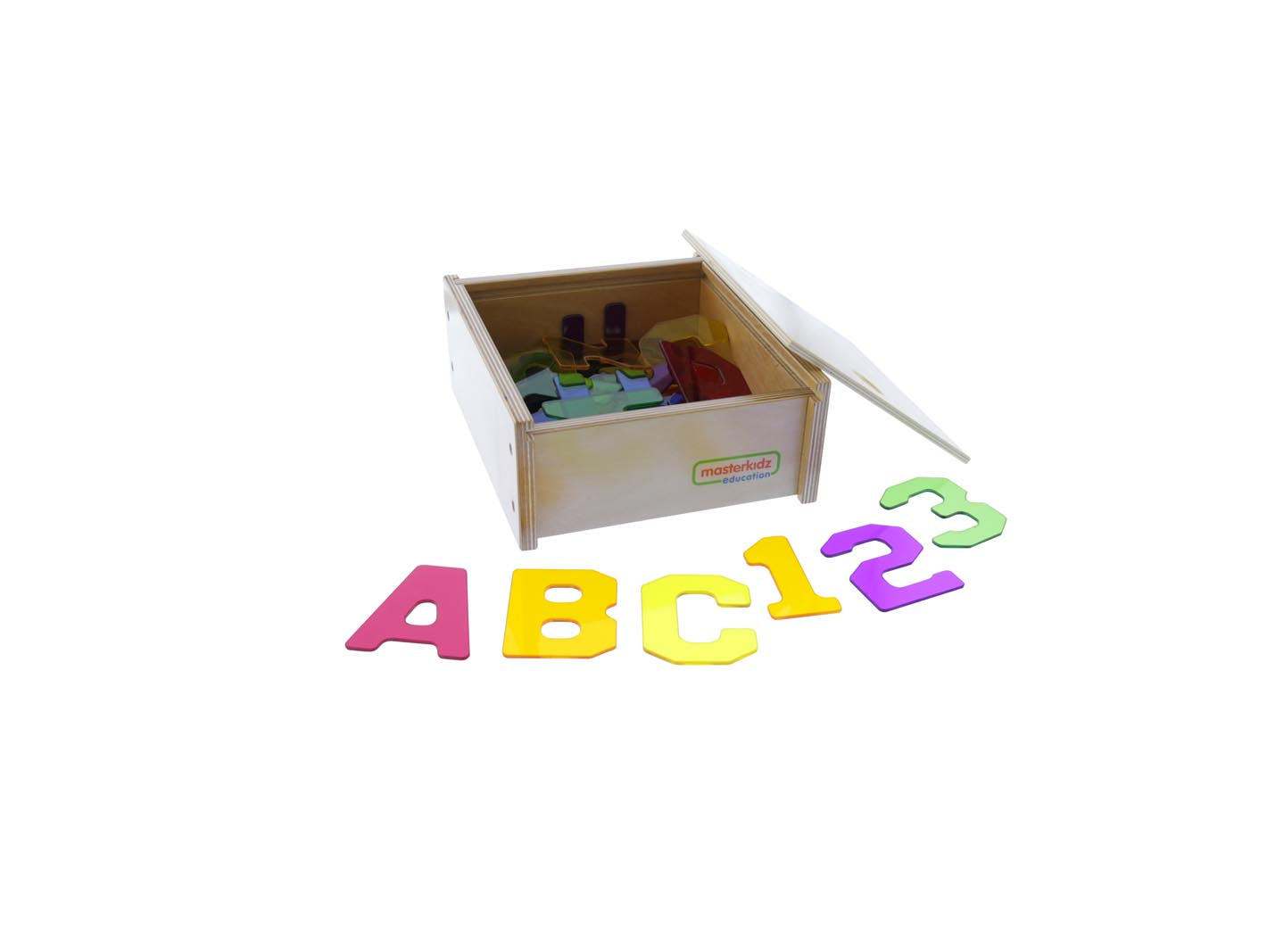 Set litere si cifre acrilic colorat transparent, +3 ani, Masterkidz