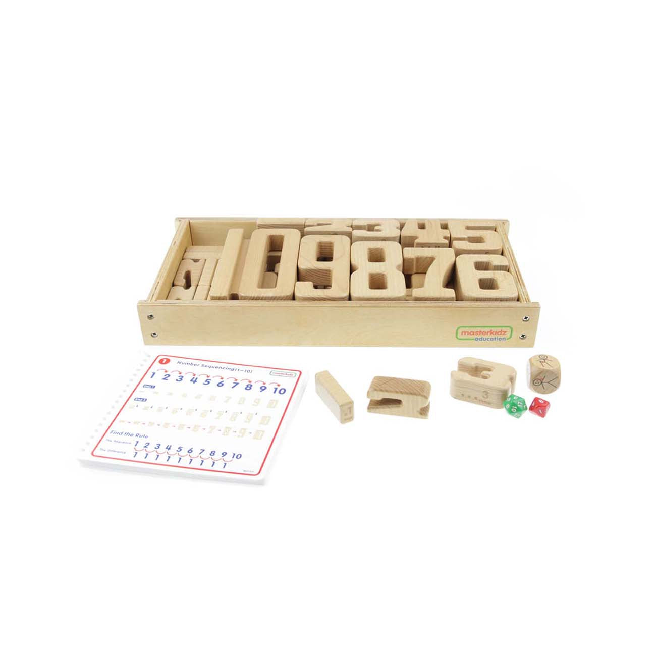 Joc educativ de numarat cu 35 cuburi gigant din lemn in forma de cifre, +3 ani, Masterkidz
