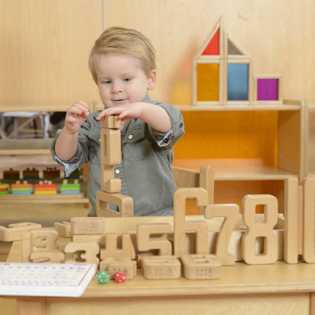 Joc educativ de numarat cu 35 cuburi gigant din lemn in forma de cifre, +3 ani, Masterkidz