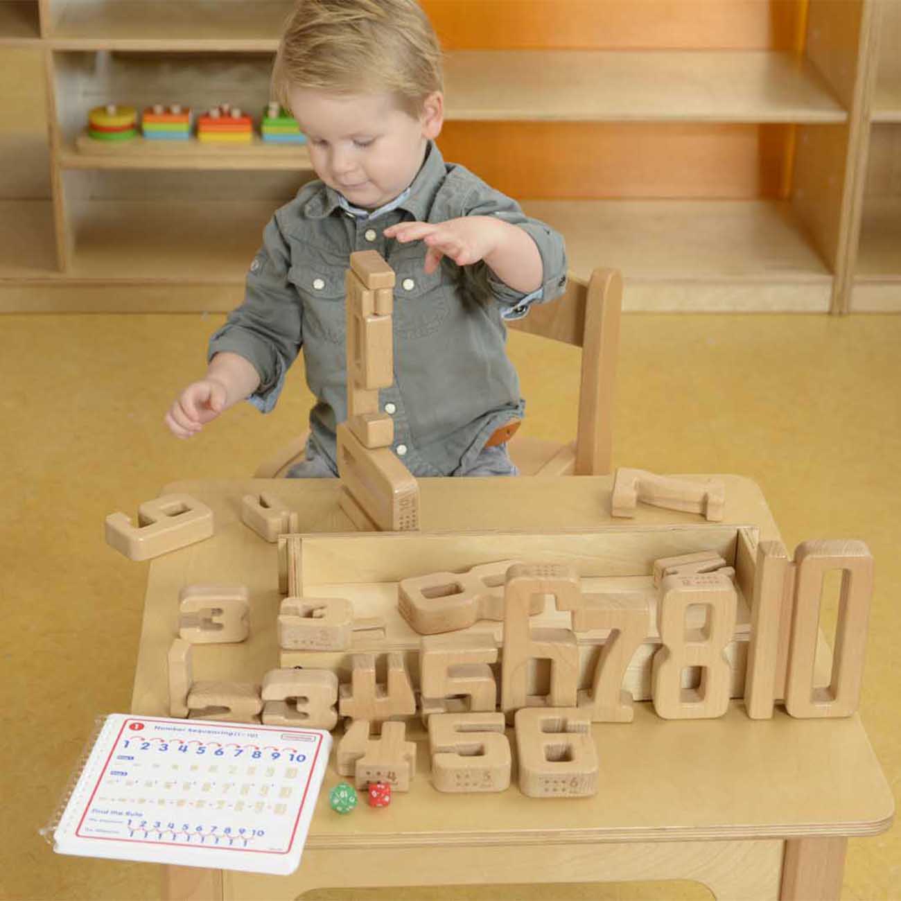 Joc educativ de numarat cu 35 cuburi gigant din lemn in forma de cifre, +3 ani, Masterkidz