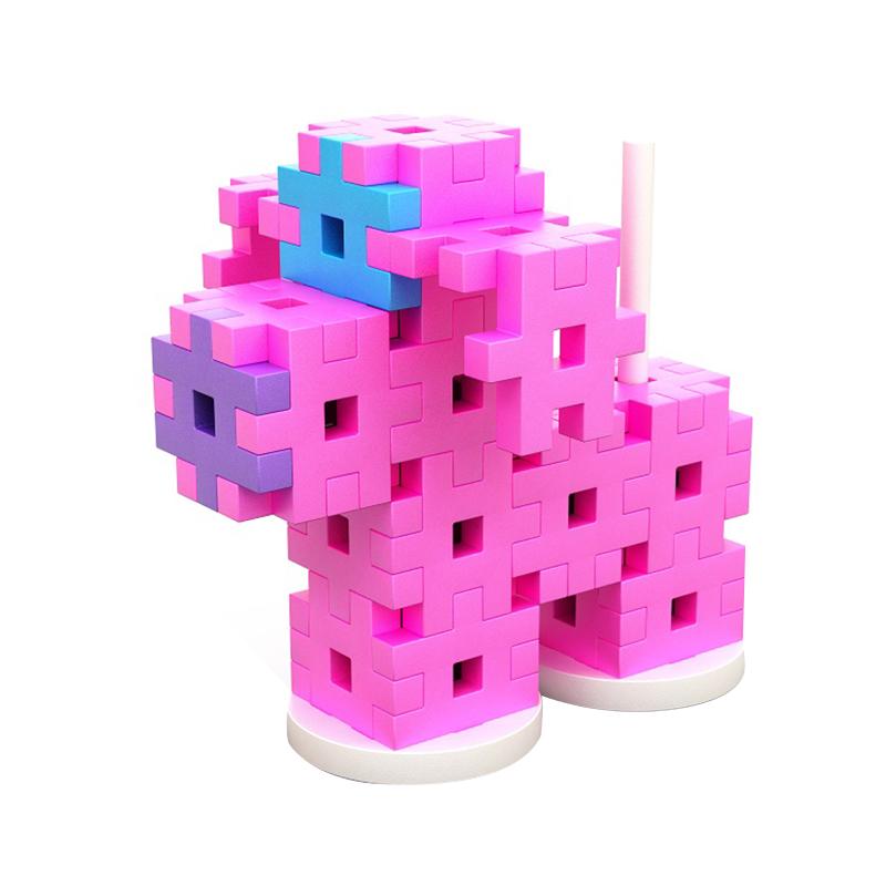 Set de constructie creativa Constructor Pink 200 piese, Meli