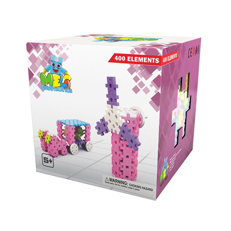 Set de constructie creativa Constructor Pink 400 piese, Meli