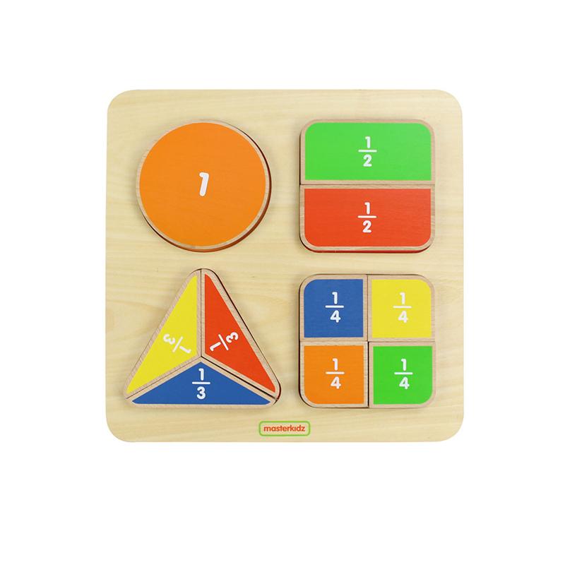 Puzzle Fractiile (forme geometrice), din lemn, +2 ani, Masterkidz