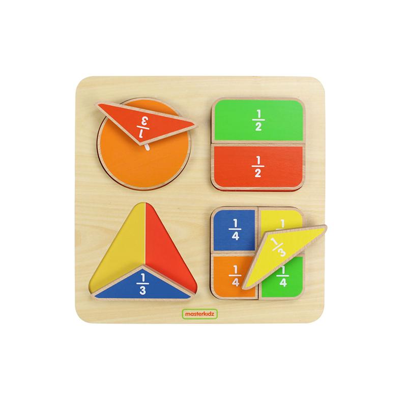 Puzzle Fractiile (forme geometrice), din lemn, +2 ani, Masterkidz